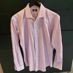 Men’s Spurr Purple and White Striped Button Down Short - Great Condition